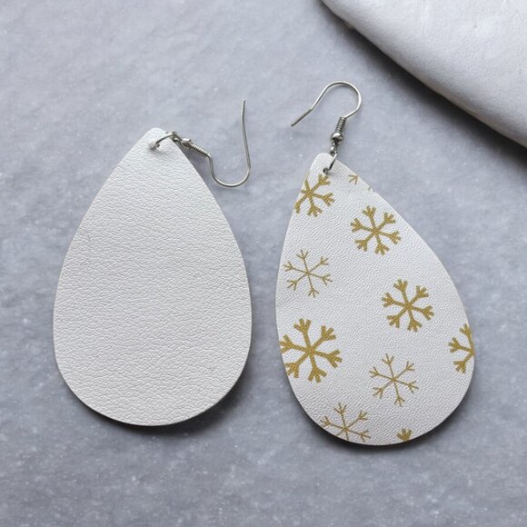 White Snowflakes Drop Earring - Picture 2 of 4